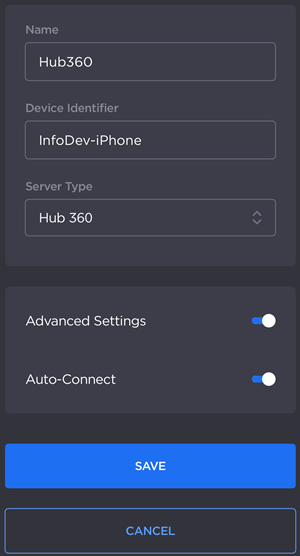 Hub 360 Connection Settings