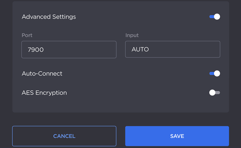 StreamHub Advanced Connection Settings