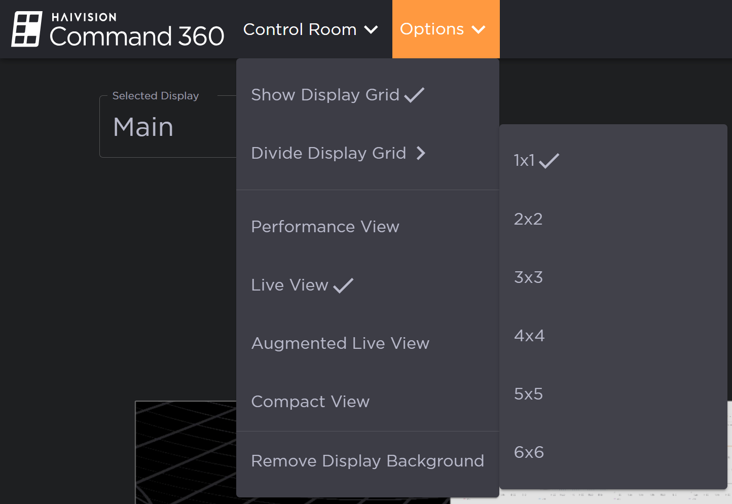 Display Options Menu