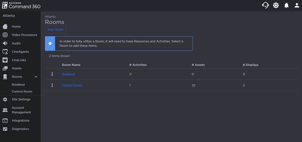 Rooms Screen with 2 Available Rooms