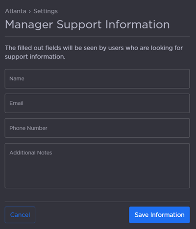 Support Information Fields