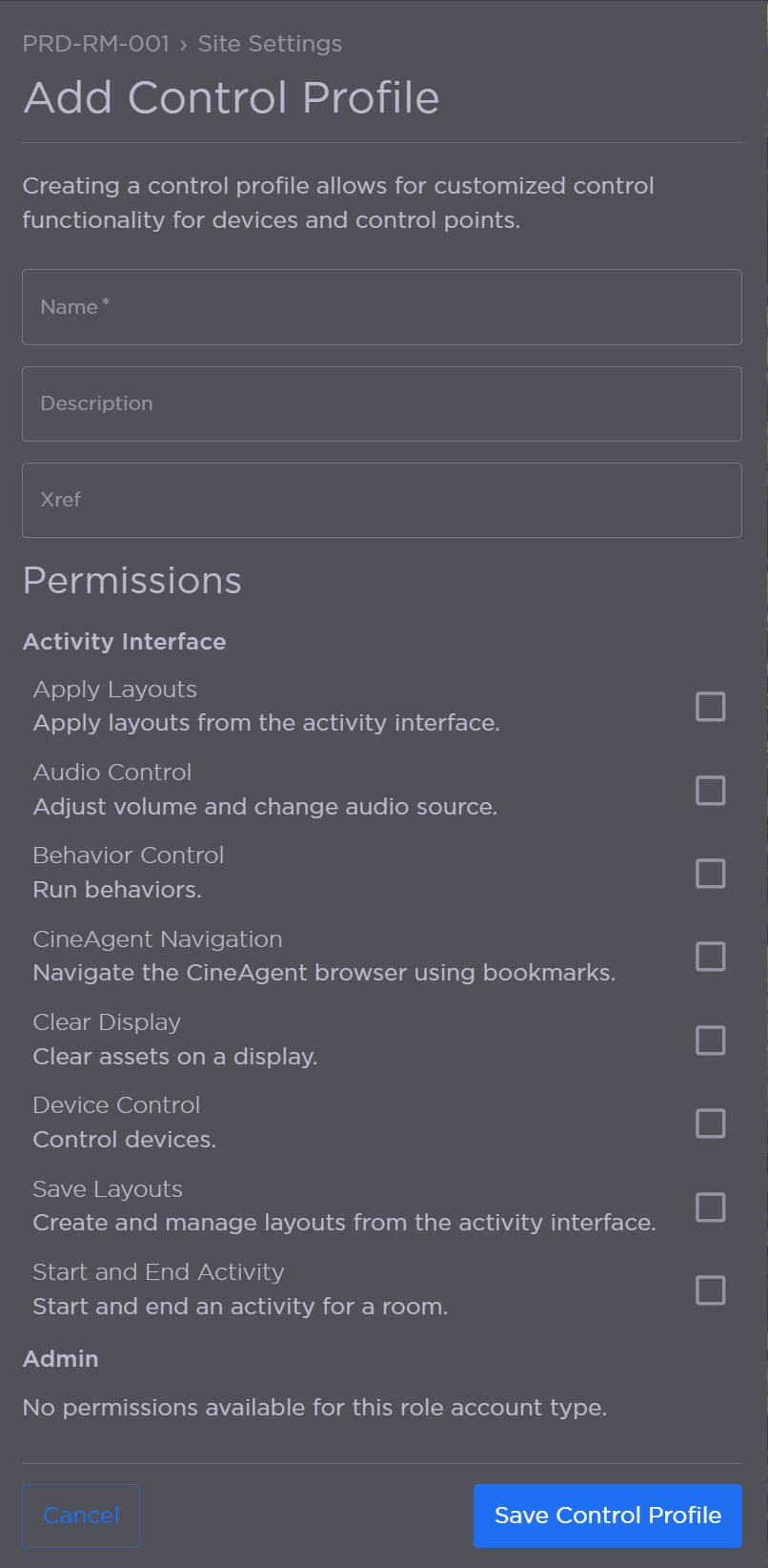 Control Profile Details