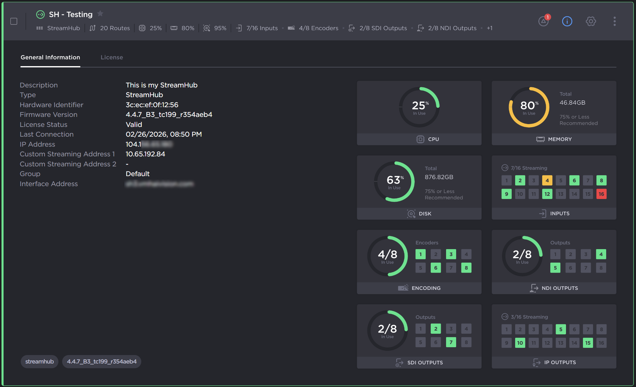 StreamHub Info Details