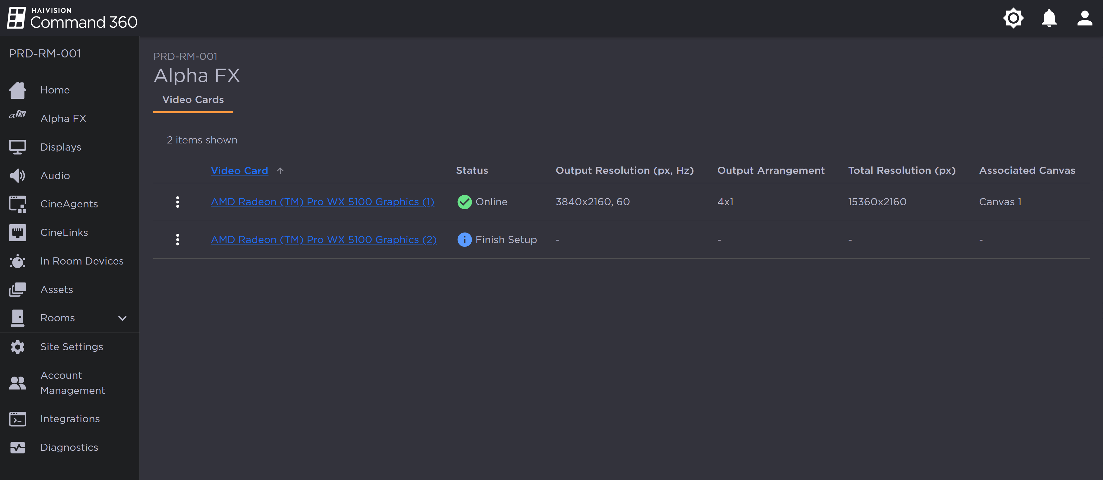 Alpha FX Page with 2 Video Cards