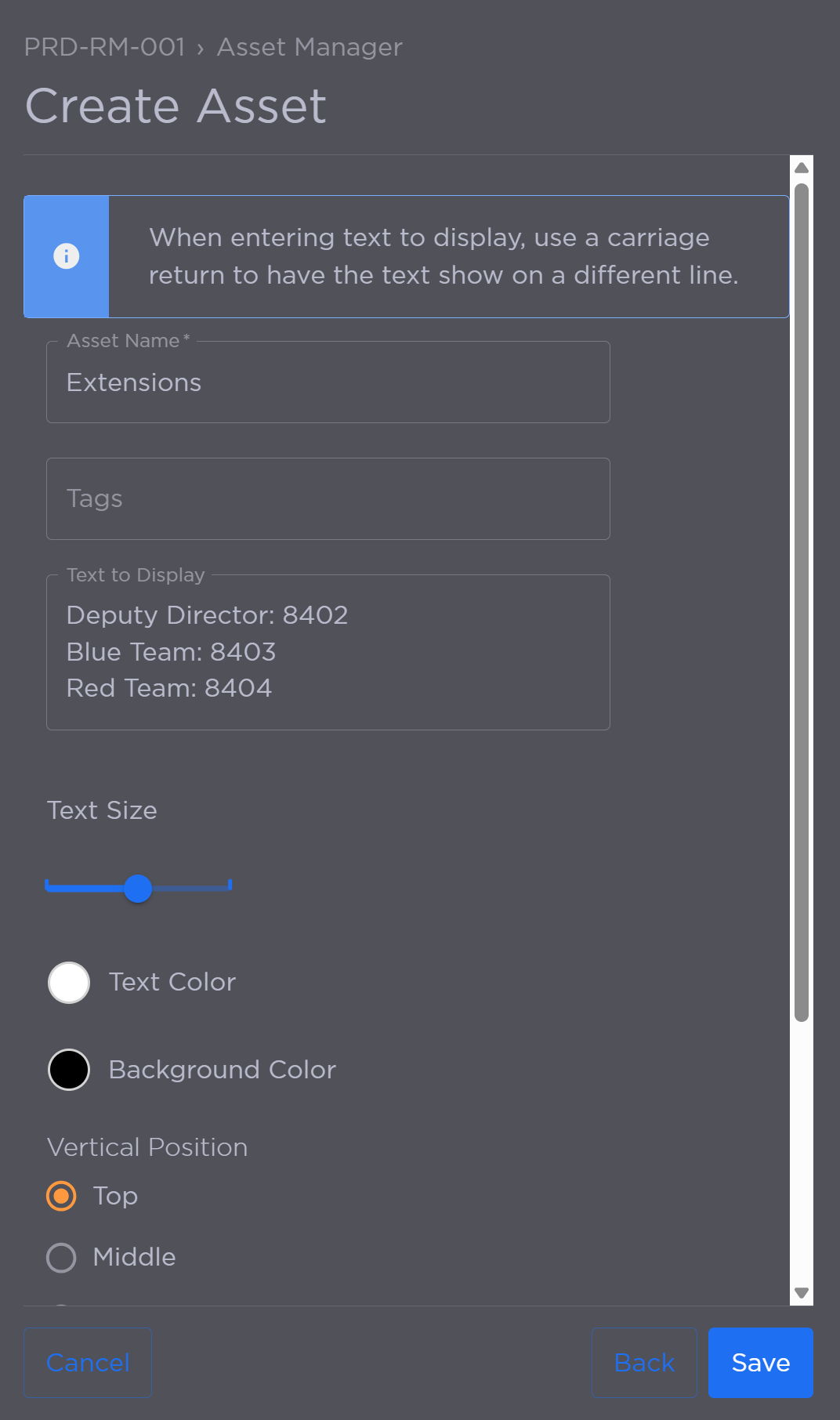 Message Asset Details