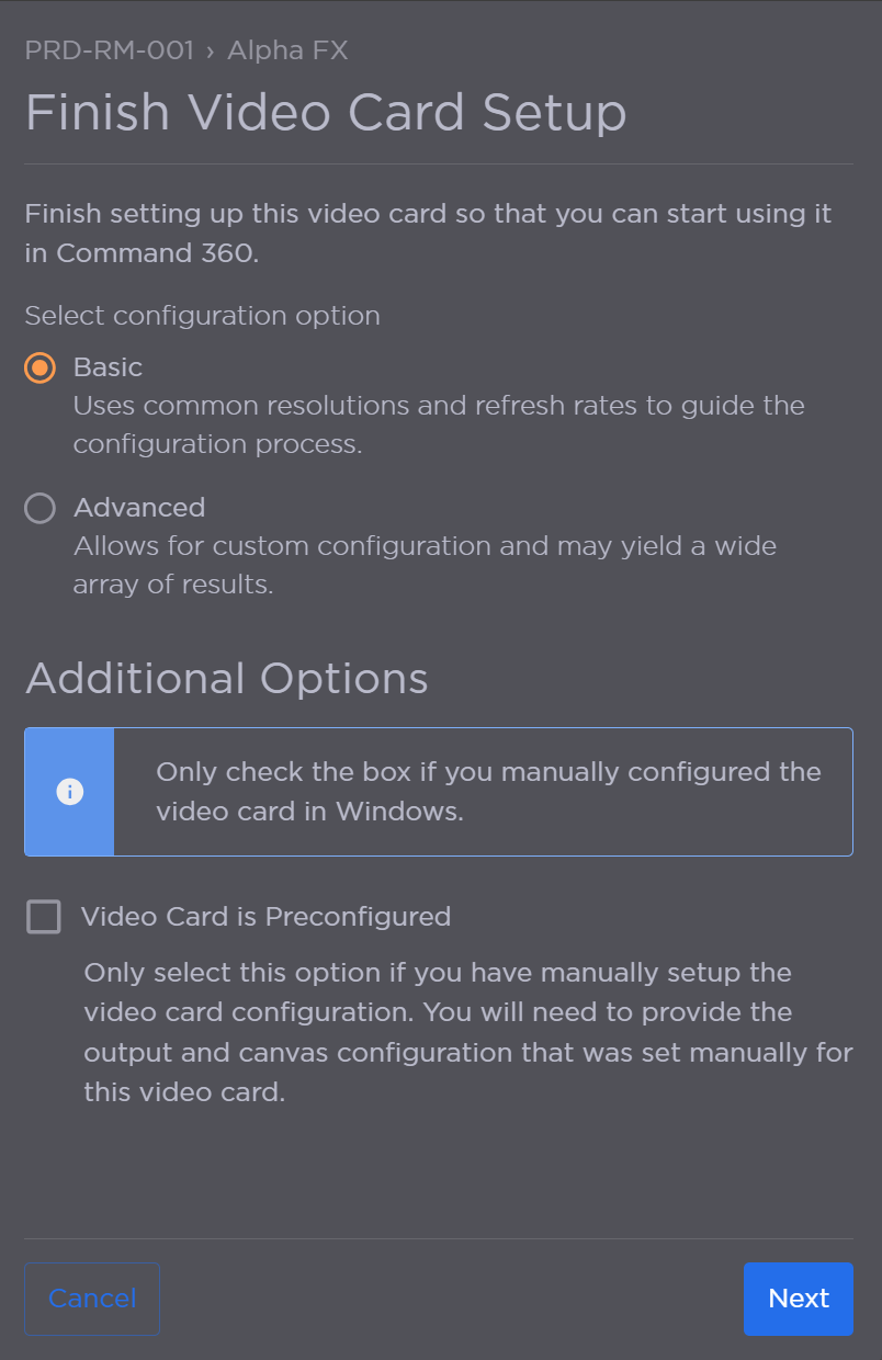 Video Card Configuration Options